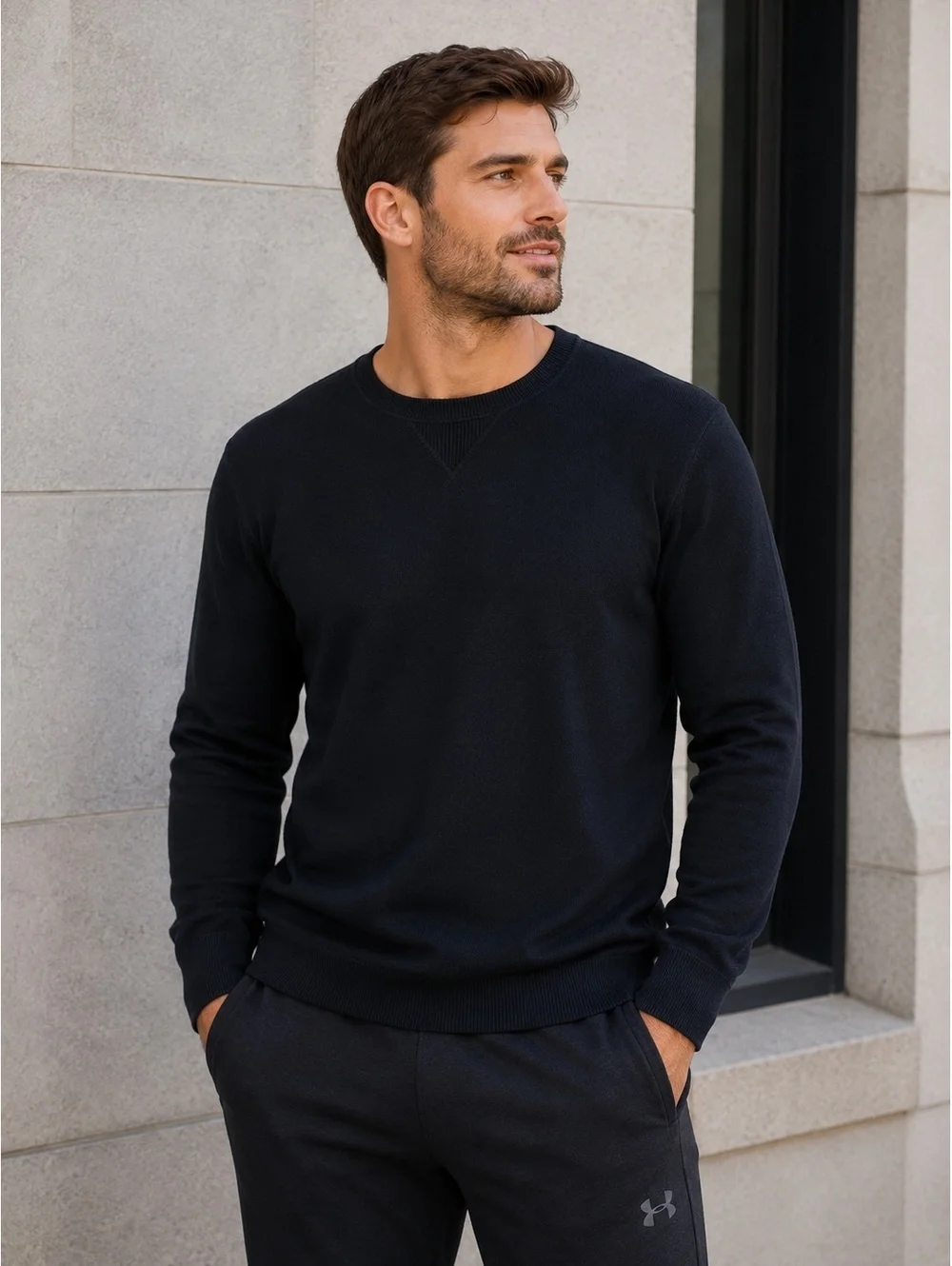 J.Crew Men’s Black Crewneck Cotton Sweater Size L 100% Cotton Classic Pullover